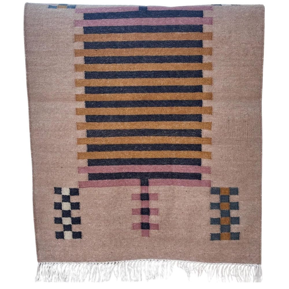 Handcrafted Multicolor Wool Vintage Dhurrie For Home